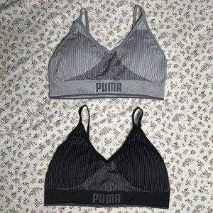 Puma Sports Bras with Removable Pads Thin Strap Black Grey Large